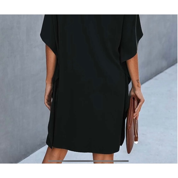 NWOT Elings classic little black dress. V neck, cape sleeve LARGE - Picture 4 of 6